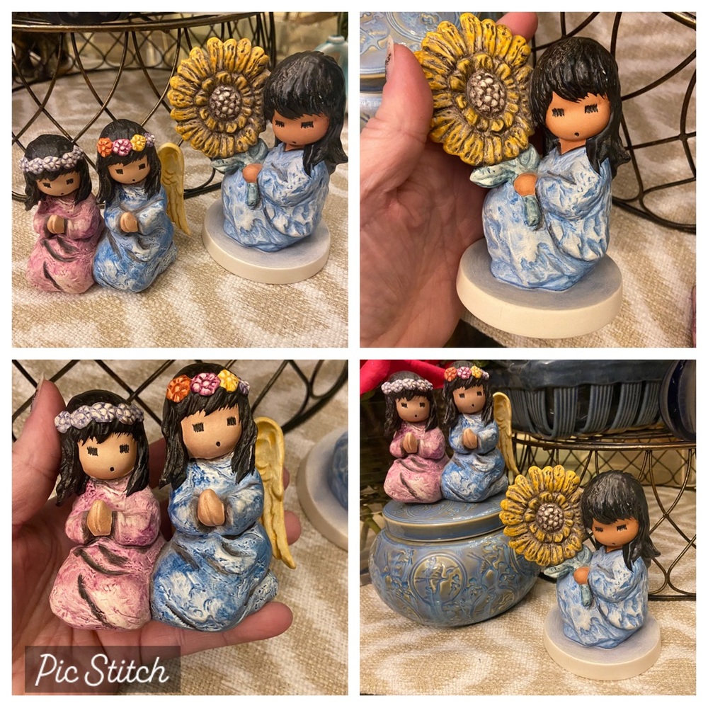 Goebel DeGrazia Porcelain Pair Of Figures - Summer Harvest & My Guardian Angel